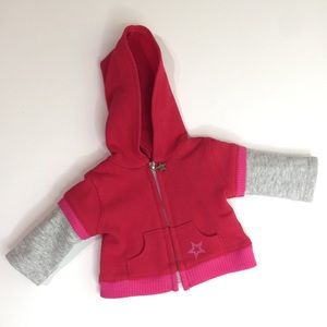 American Girl Doll Red Zip Up Hoodie